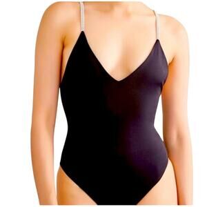 Just Polly v neck Large‎ diamond rhinestone bodysuit whimsygoth y2k emo glam